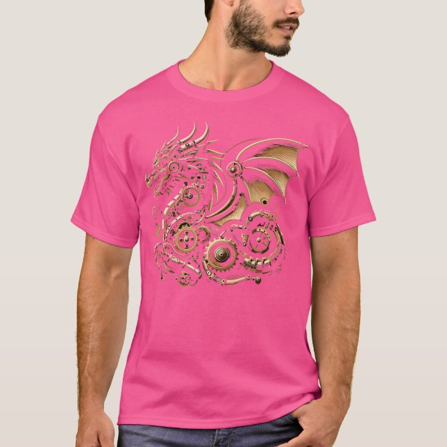 Steampunk Dragon Art Gears Graphic Design Artwork T-Shirt (Vorderseite)