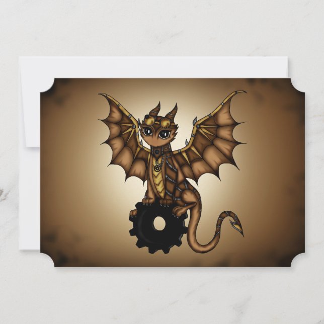 Steampunk Dragon Einladung (Vorderseite)