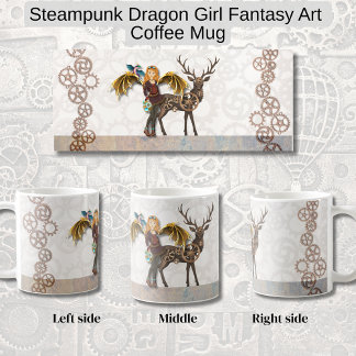 Steampunk Dragon Girl Fantasy Art  Kaffeetasse