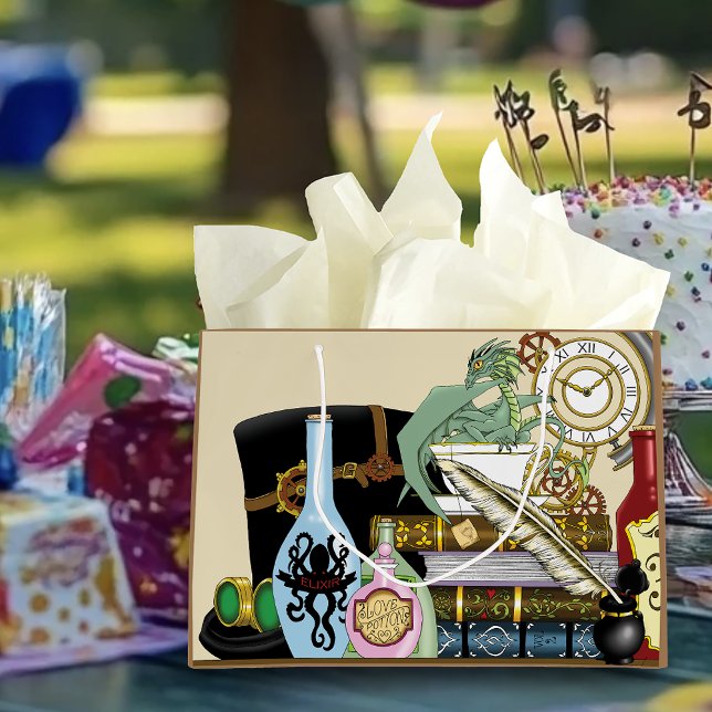 Steampunk Dragon Pooks Books Große Geschenktüte (Von Creator hochgeladen)