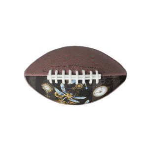 Steampunk Dragonflies on brown striped background Football