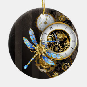 Steampunk-Drehknöpfe mit Libelle Keramik Ornament