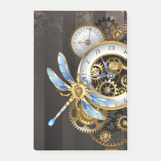 Steampunk-Drehknöpfe mit Libelle Post-it Klebezettel (Vorderseite)