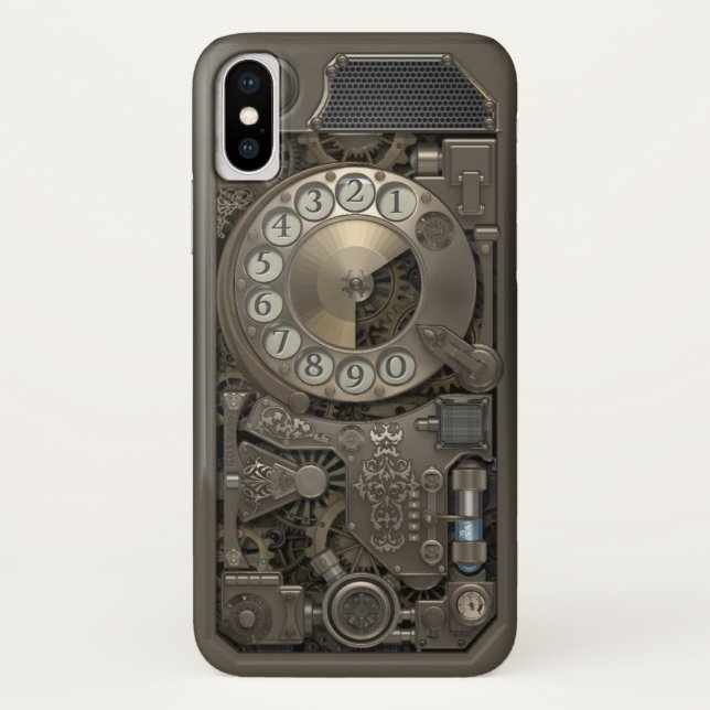 Steampunk Drehmetallskala-Telefon. Fall Case-Mate iPhone Hülle (Rückseite)