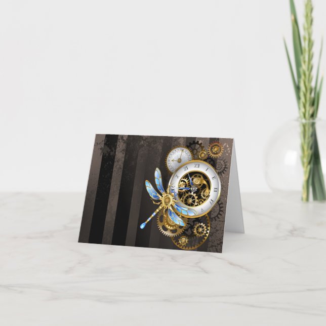 Steampunk-Drehschalter mit Libelle Karte (Vorderseite)