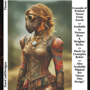 Steampunk Dystopische Frau, Rüstung EK3L Decoupage Seidenpapier