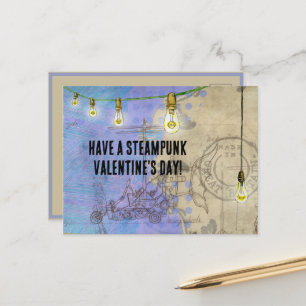 Steampunk Edison Lights on a Wire Valentine's Day Feiertagspostkarte