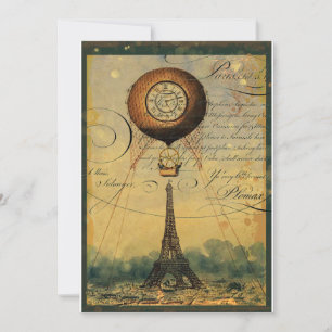 Steampunk Eiffelturm Einladung Vintag Style