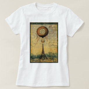 Steampunk Eiffelturm & Heißluftballon T-Shirt