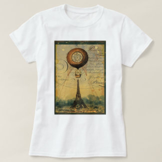 Steampunk Eiffelturm & Heißluftballon T-Shirt