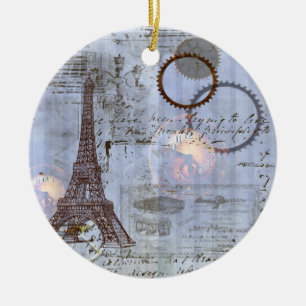 Steampunk-Eiffelturm-Weihnachtsbaumschmuck Keramikornament