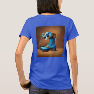 Steampunk-Elefantenstiefel Damen blau T-Shirt Rück