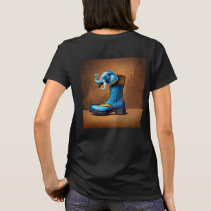 Steampunk-Elefantenstiefel Damen schwarzes T-Shirt