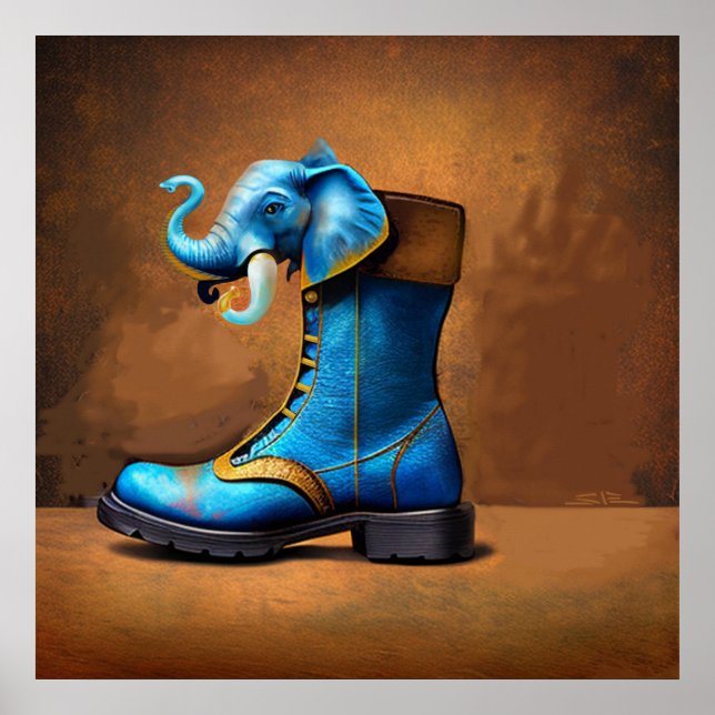 Steampunk-Elefantenstiefel-Mattposter Poster (Vorne)