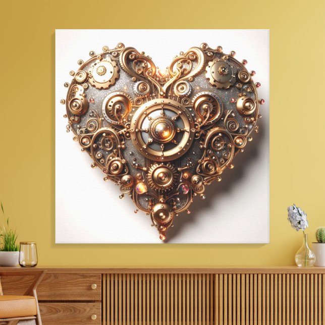 Steampunk Elegant Uhrwerk Gear Heart Leinwanddruck (Insitu (Wohnzimmer))