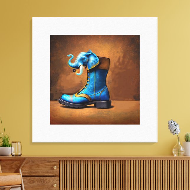 Steampunk Elephant Boot Canvas drucken Leinwanddruck (Insitu (Wohnzimmer))