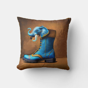 Steampunk Elephant Boot carré lancer oreiller