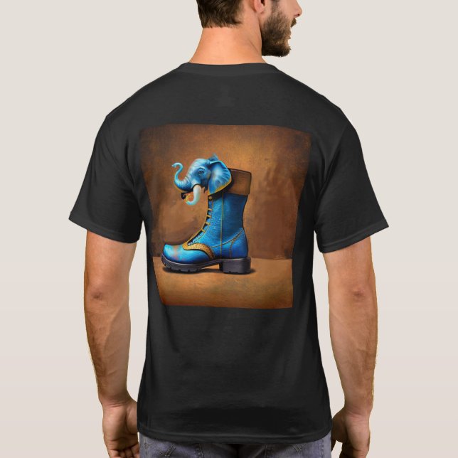 Steampunk Elephant Boot men Schwarzer T - Shirt zu (Rückseite)