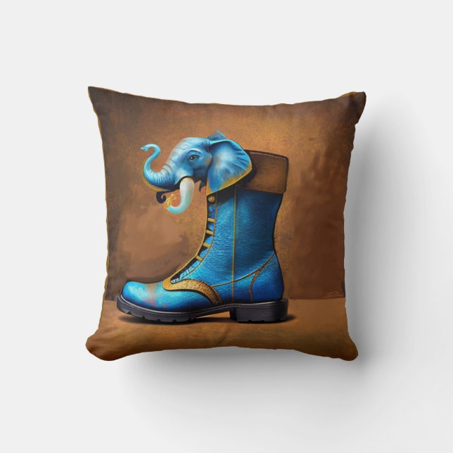 Steampunk Elephant Boot Square Wurfkissen Kissen (Vorderseite)