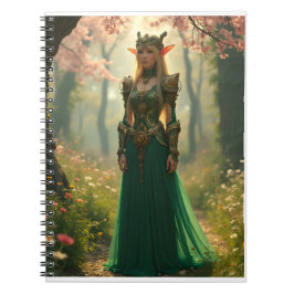 Steampunk Elven Princess in einem Frühlingsgarten Notizblock