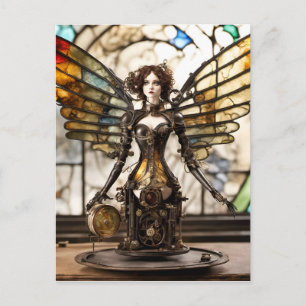 Steampunk-Engel Mixed Media Puppe Postkarte