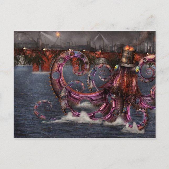 Steampunk - Enteroktopus granficus roboticus Postkarte (Vorderseite)