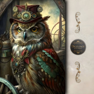 Steampunk-Erfinder Eule Whimsical Vintage Seidenpapier