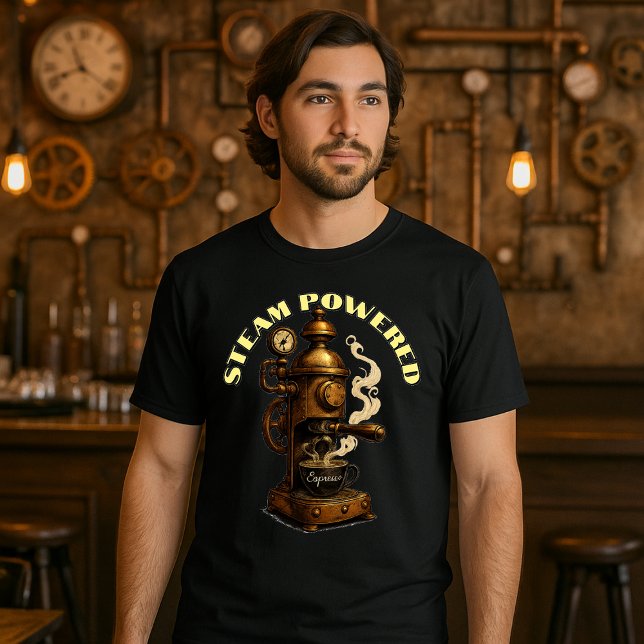 Steampunk Espresso Kaffeemaschine Vorlage T-Shirt (Von Creator hochgeladen)