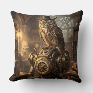 Steampunk-Eulen-Uhrwerk-Kunstkissen Kissen