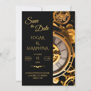 Steampunk Extravaganza Vintag Clockwork Wedding S Save The Date