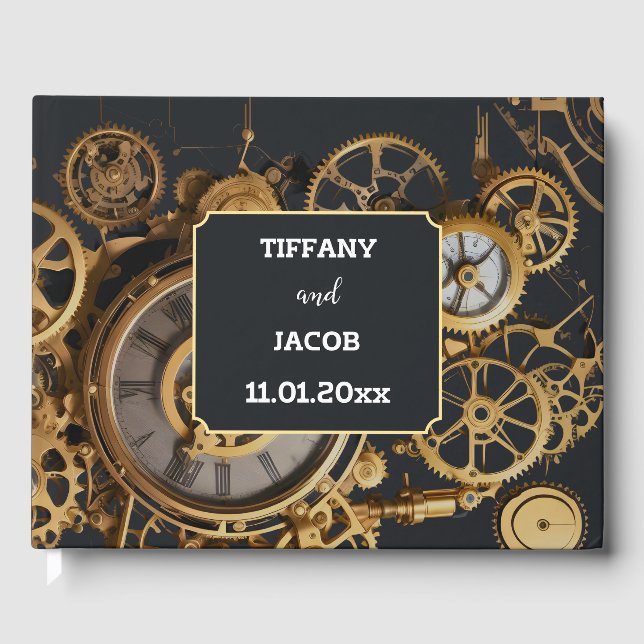 Steampunk Extravaganza Vintag Cogs Gästebuch (Vorderseite)