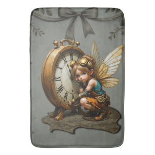 Steampunk Fairy mit Golden Wings & Antique Clock Badematte