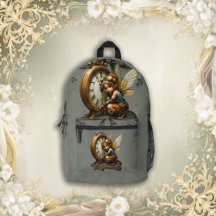 Steampunk Fairy mit Golden Wings & Antique Clock
