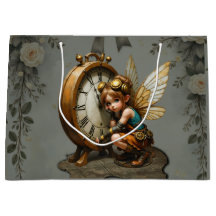 Steampunk Fairy mit Golden Wings & Antique Clock