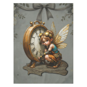 Steampunk Fairy mit Golden Wings & Antique Clock Tischdecke