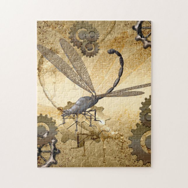 Steampunk, fantastische Dampflibellen mit Gängen (Vertikal)