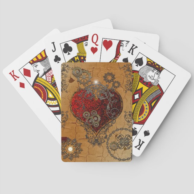 Steampunk, fantastisches Herz Spielkarten (Rückseite)