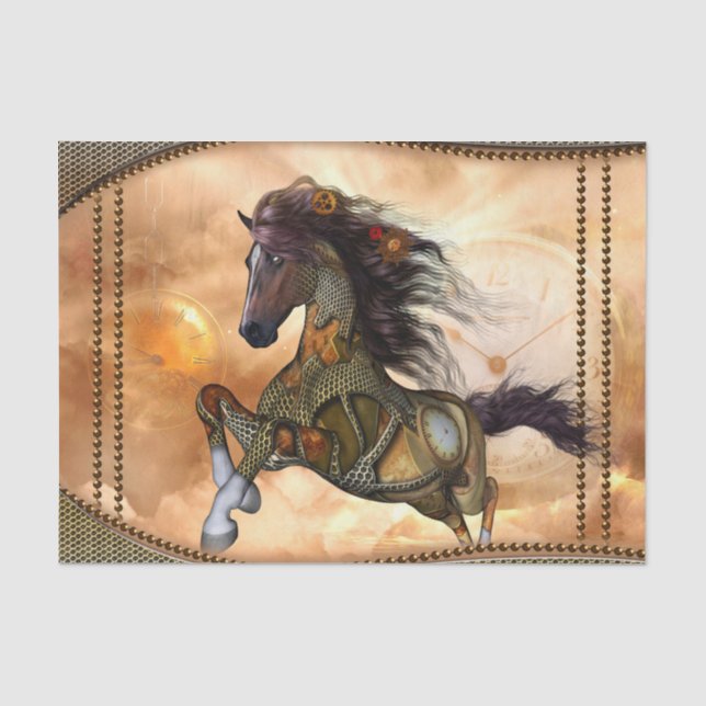 Steampunk, fantastisches steampunk Pferd Seidenpapier (Vorderseite)