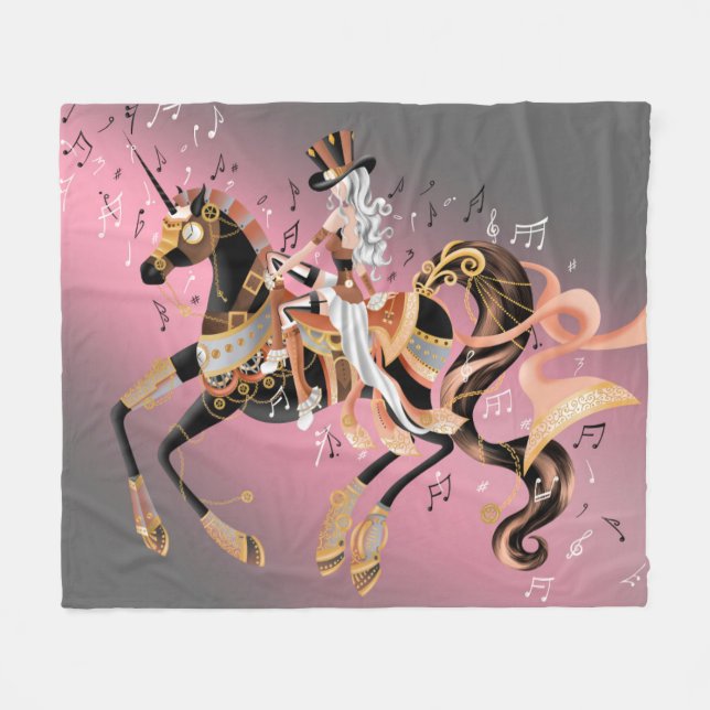 Steampunk Fantasy Art Fleecedecke (Vorderseite (Horizontal))