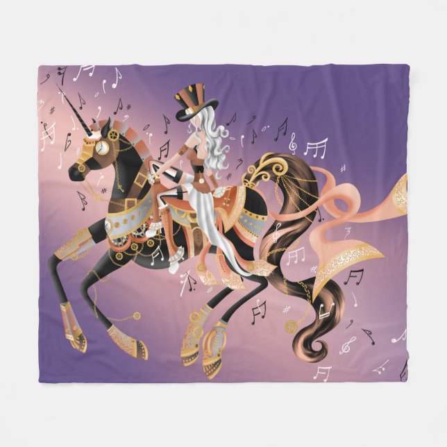 Steampunk Fantasy Art Fleecedecke (Vorderseite (Horizontal))