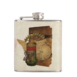 Steampunk-Fantasy-Collage-Flasche Flachmann