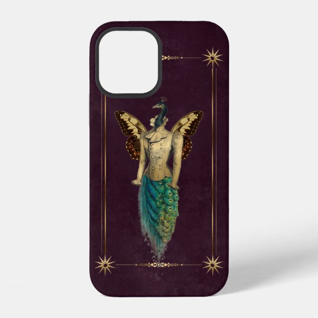 Steampunk Fantasy Peacock iPhone 12 Hülle (Rückseite)