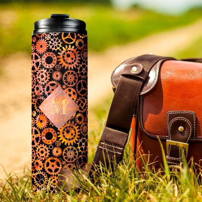 Steampunk - Farbige, rostfreie Gänge - Custom Mono Thermosbecher (Von Creator hochgeladen)