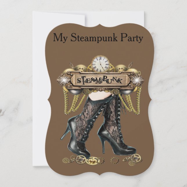 Steampunk Fashion Party Einladung (Vorderseite)