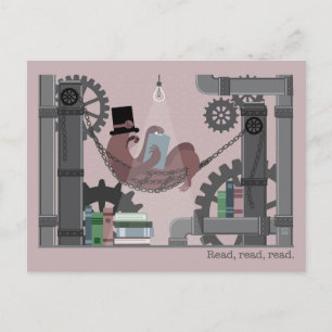 Steampunk-Faultier beim Lesen von Postkarten