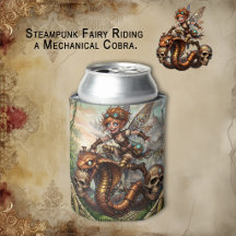 Steampunk-Fee auf einem mechanischen Kobra reitend