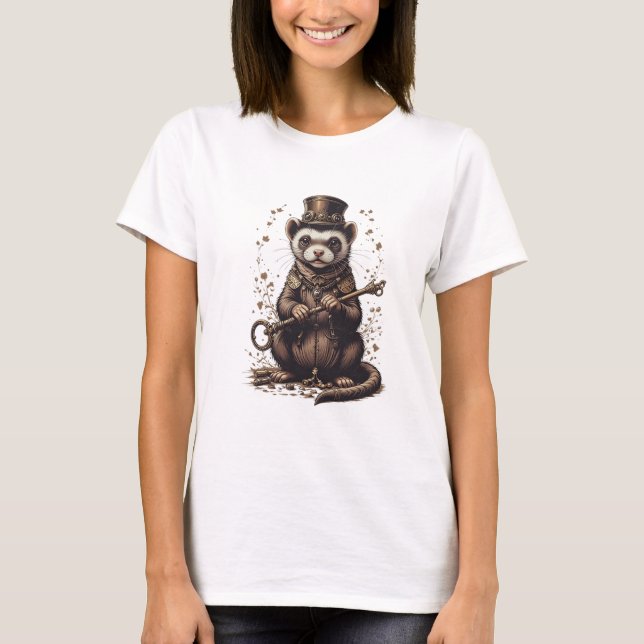Steampunk Ferret T - Shirt Design (Vorderseite)