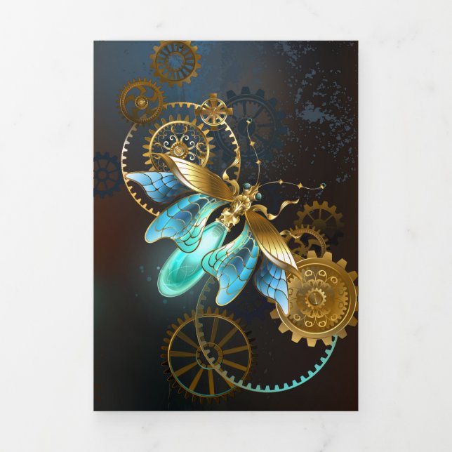 Steampunk Firefly Dreifach Gefaltete Urlaubskarte (Cover)