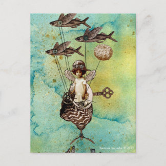 Steampunk Fish Seaship Postkarte
