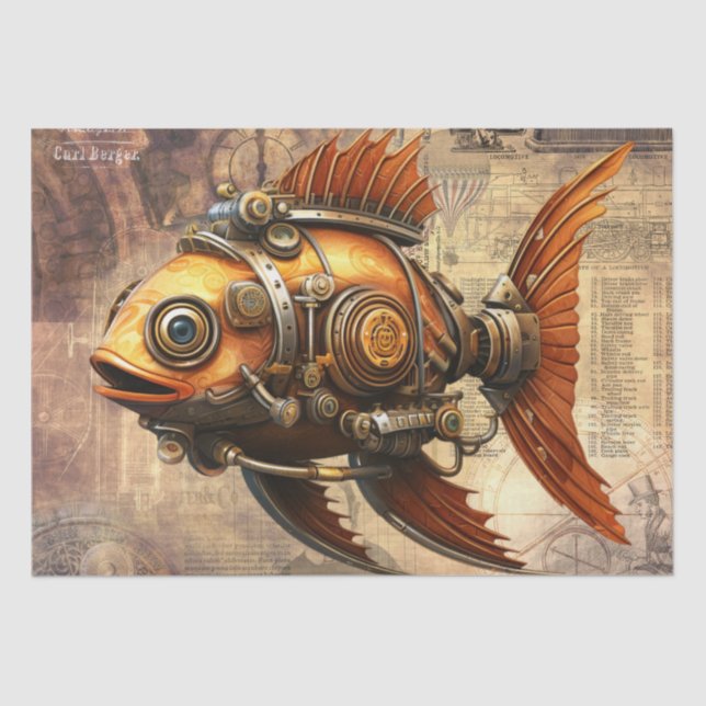 Steampunk Fish Seidenpapier (Vorderseite)